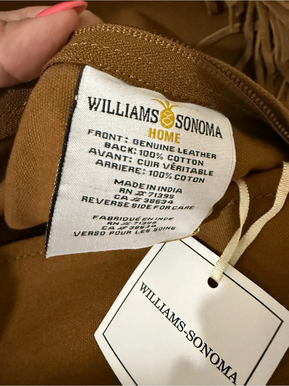 Williams Sonoma Fringed Suede Pillow Cover